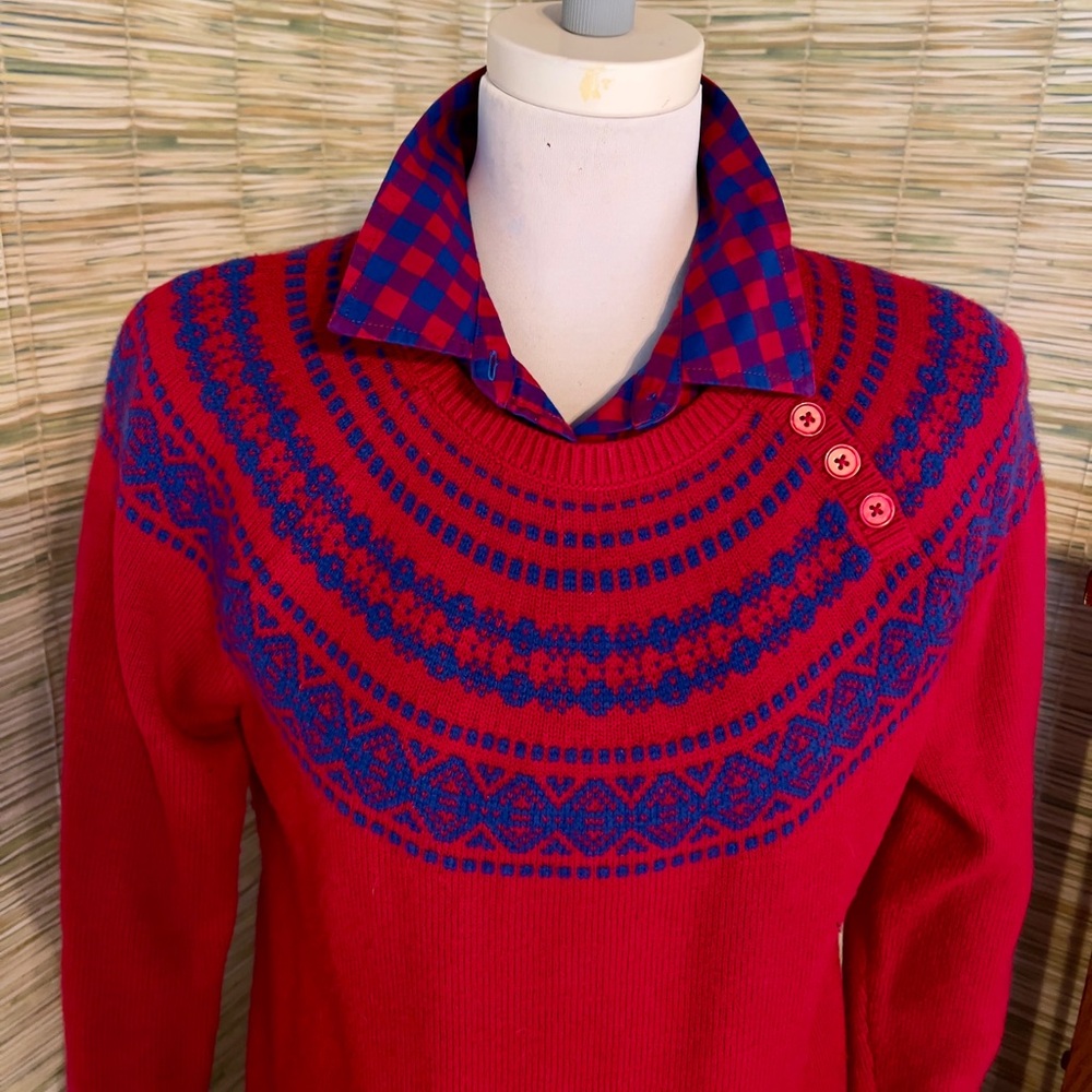 Talbots blouse and sweater in red and cobalt blue I would like to sell as a set.